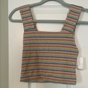 American Eagle Outfitters Brown and Orange Ribbed Crop Tank Top